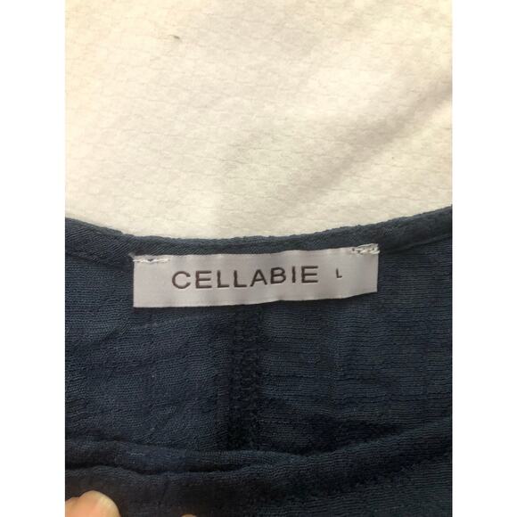 Cellabie women's navy blue sheer handkerchief tunic blouse size large - Picture 3 of 5